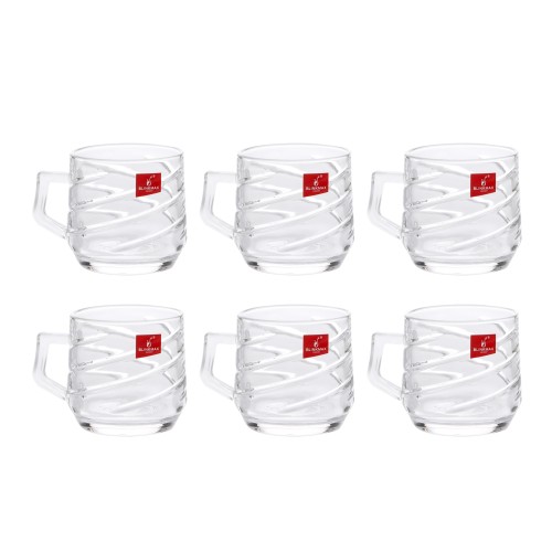 BLINKMAX 6pc Tea Cup Glass Tumbler Set Transparent Drinkware 210ml