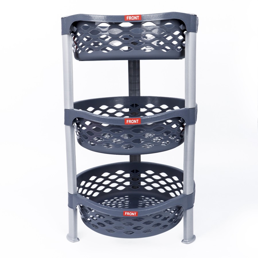 NAKODA Ultima Plastic Round Rack 3 Tier Big - 60x35cm Grey