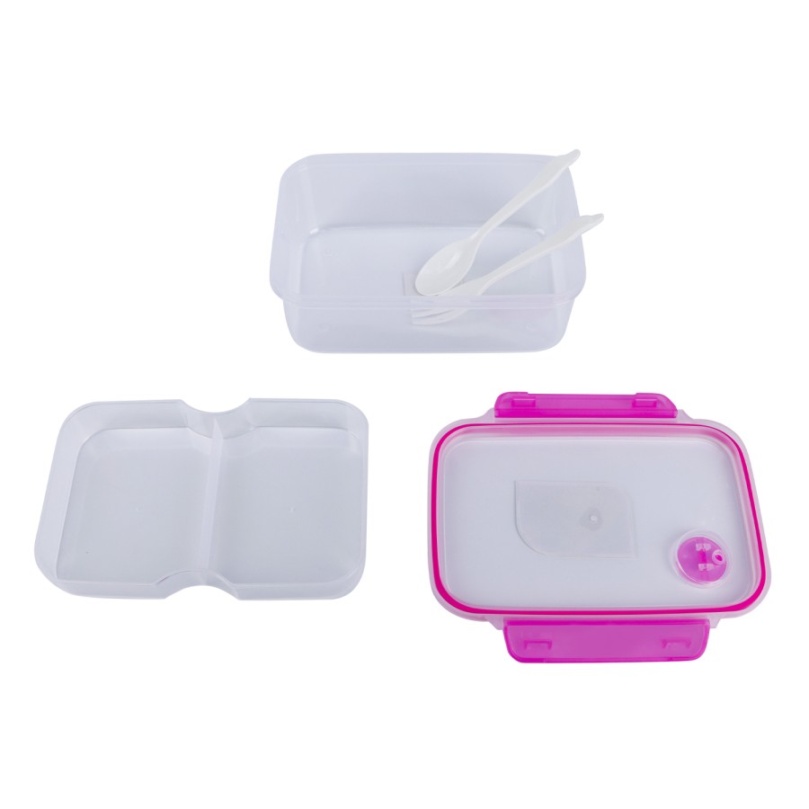 Generic Rectangular Plastic Airtight Lunch Box 800ml - Pink