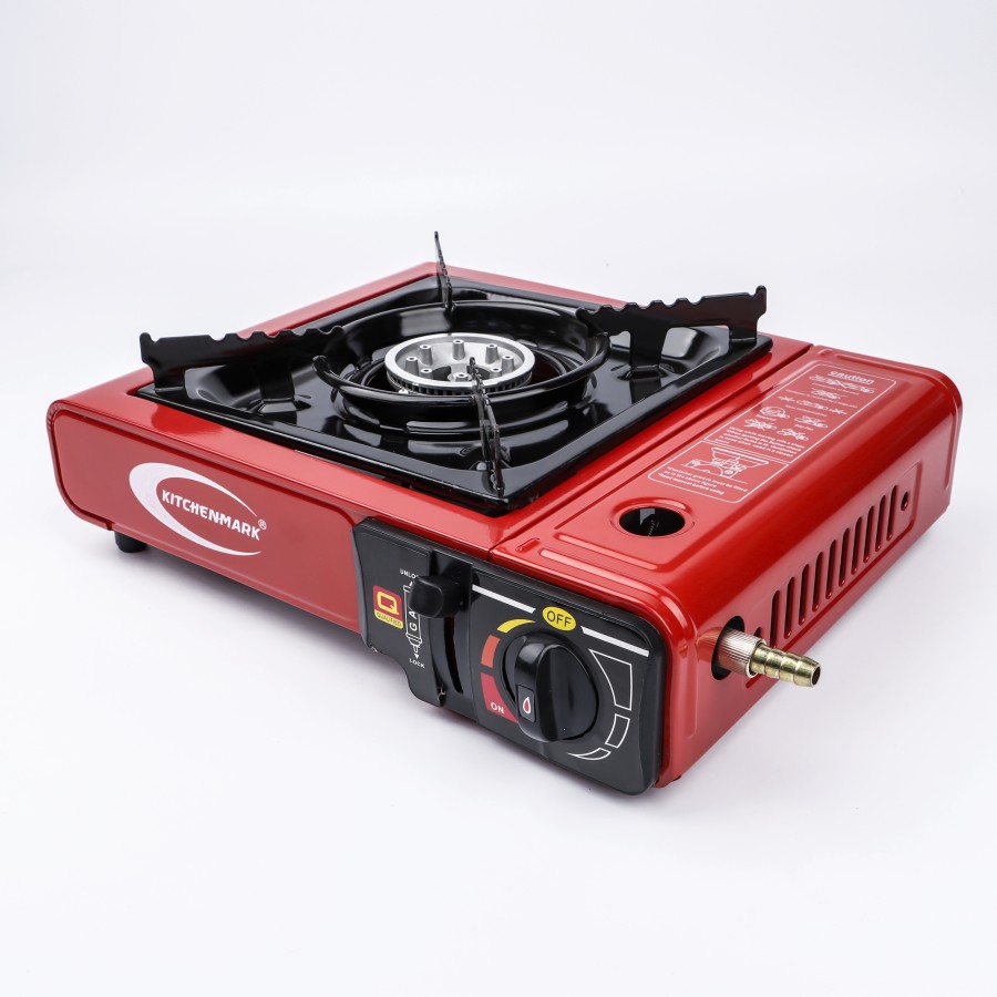 KITCHENMARK Portable 2-in-1 Gas Stove for Outdoor Use - Red