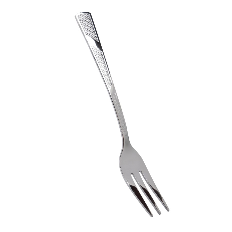 BECHOWARE 3pc Stainless Steel Texture Design Salad Fork Set 15cm - Silver