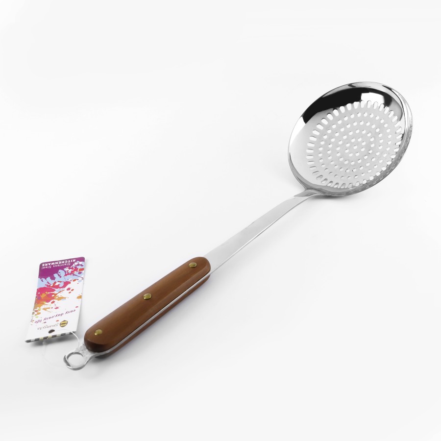 Generic Stainless Steel Skimmer - 38cm - Wooden Handle