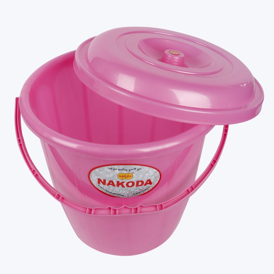 NAKODA Plastic Turbo Bucket With Lid  18L - Pink