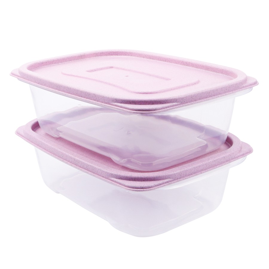 Generic  Rectangular Biodegradable Plastic 2pc Container Set 2500ml - 3 Color Pack