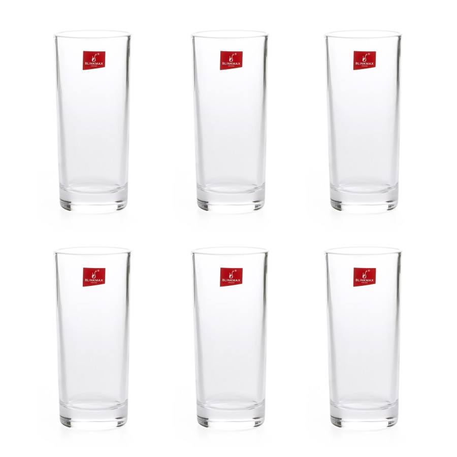 BLINKMAX 6pc Round Glass Tumbler Set Transparent Drinkware 230ml