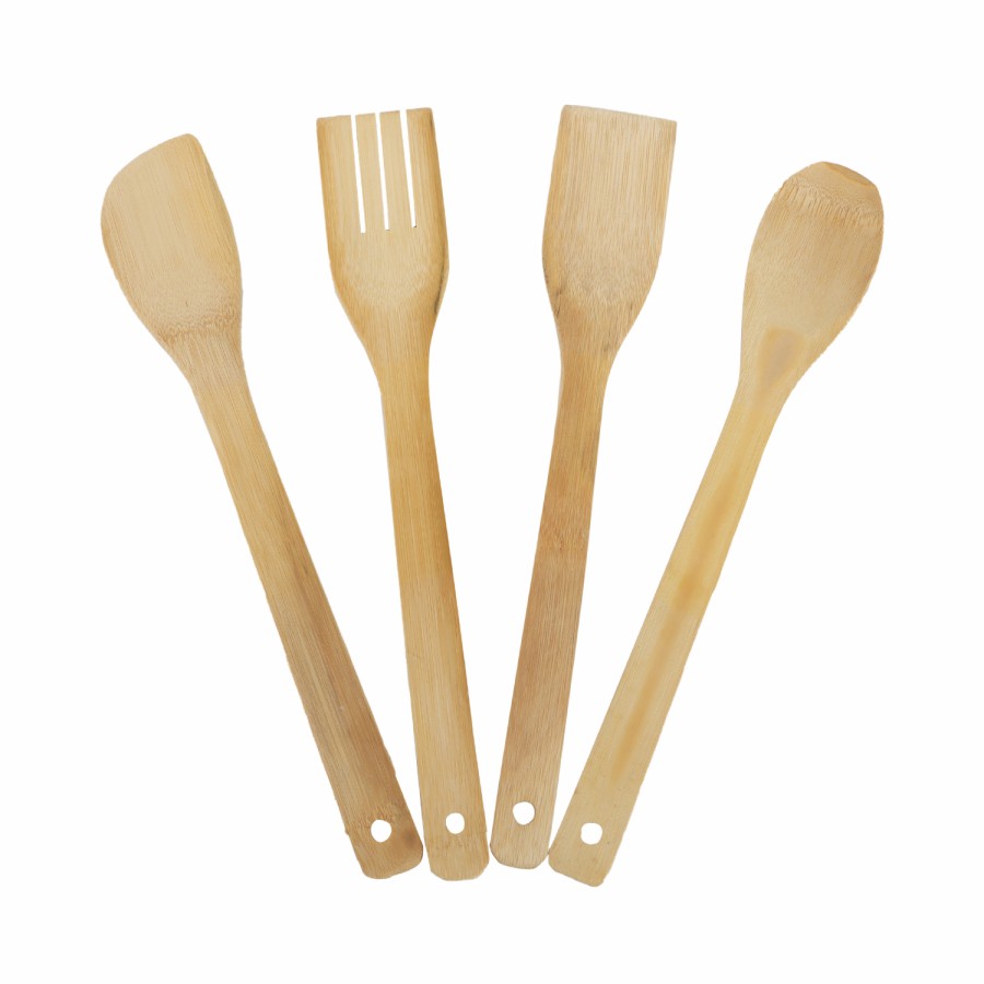 KITCHENMARK 4pc Bamboo Kitchen Spoon Set