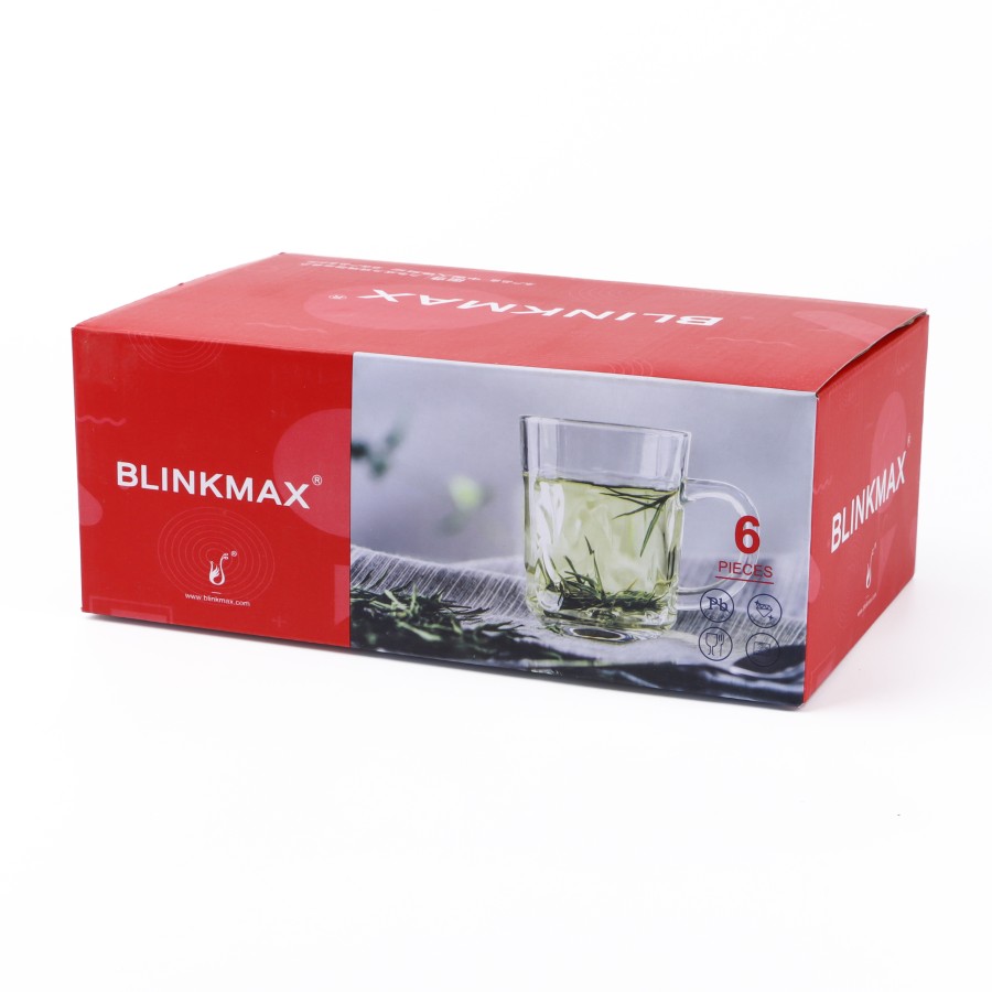 BLINKMAX 6pc Tea Cup Glass Tumbler Set Transparent Drinkware 230ml