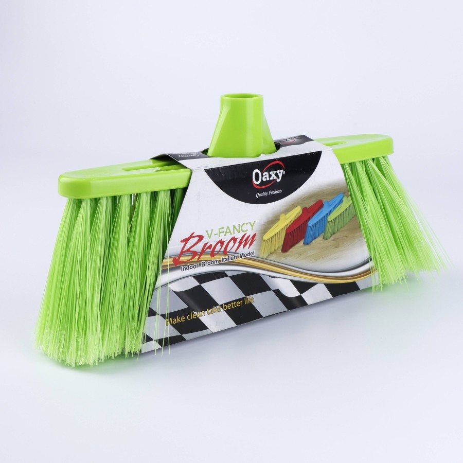 Oaxy V-Fancy Indoor Floor Cleaning Broom -  3 Color Pack