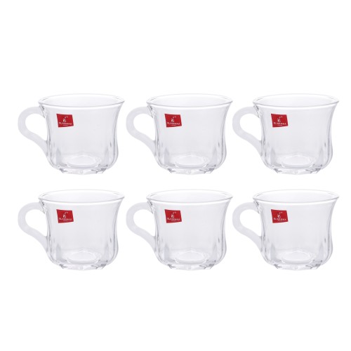 BLINKMAX 6pc Tea Cup Glass Tumbler Set Transparent Drinkware 180ml