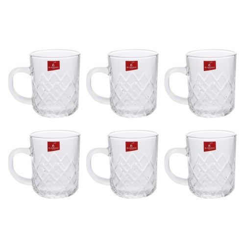 BLINKMAX 6pc Tea Cup Glass Tumbler Set Transparent Drinkware 230ml