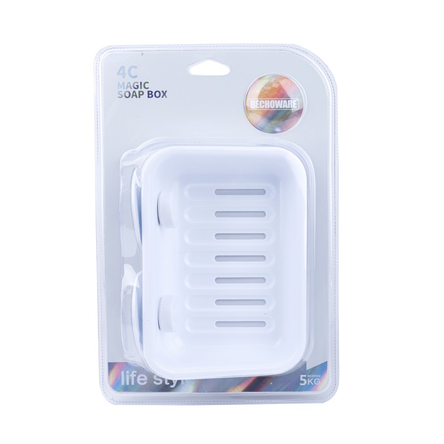 BECHOWARE Wall Hook Suction Soap Tray 16.5cm - White