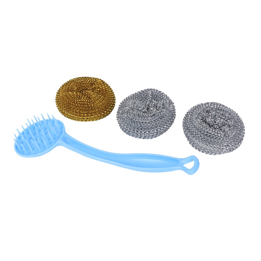 Generic 3pc Stainless Steel Wool Scourer Set - Multicolor