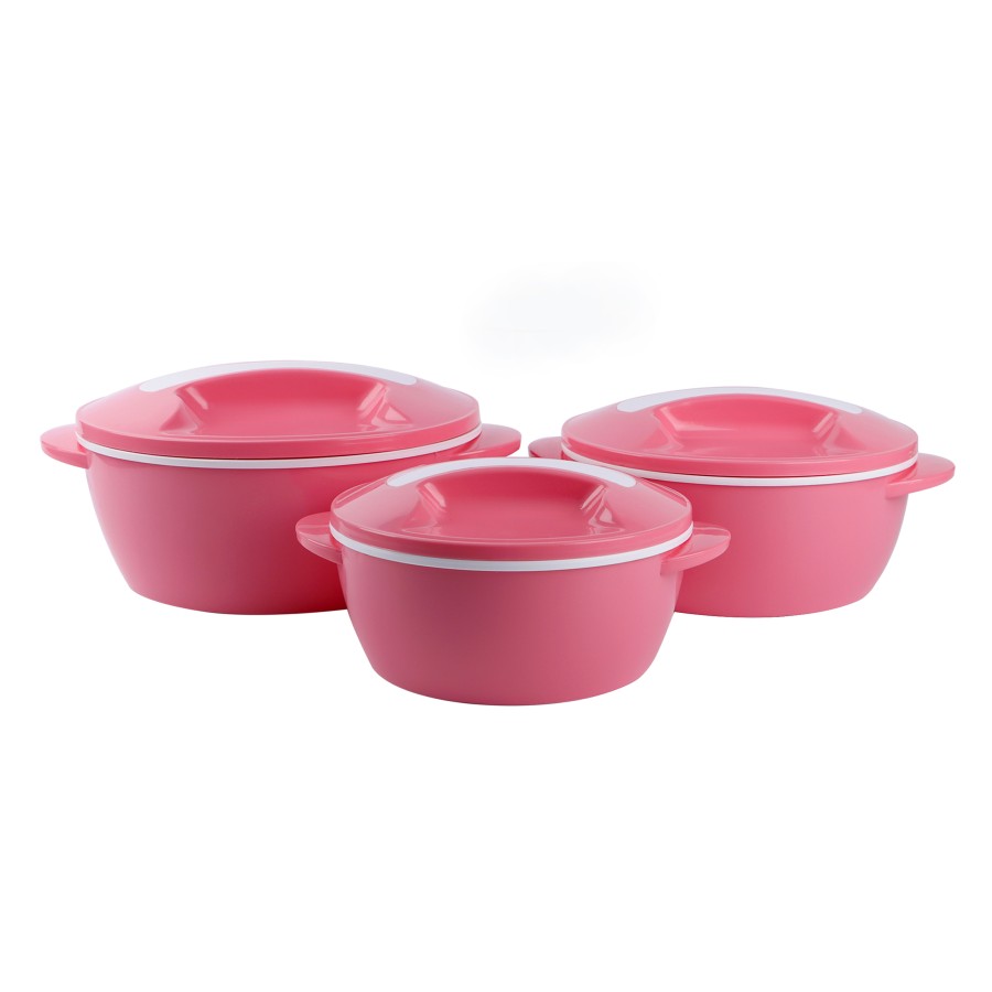 KITCHENMARK 3pc Aura Microwave Safe Insulated Hot Pot 1L,2L,3L Combo - 3 Color Pack