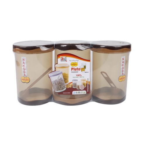 Nakoda 3pcs Pluto Container 1200ml - Brown 