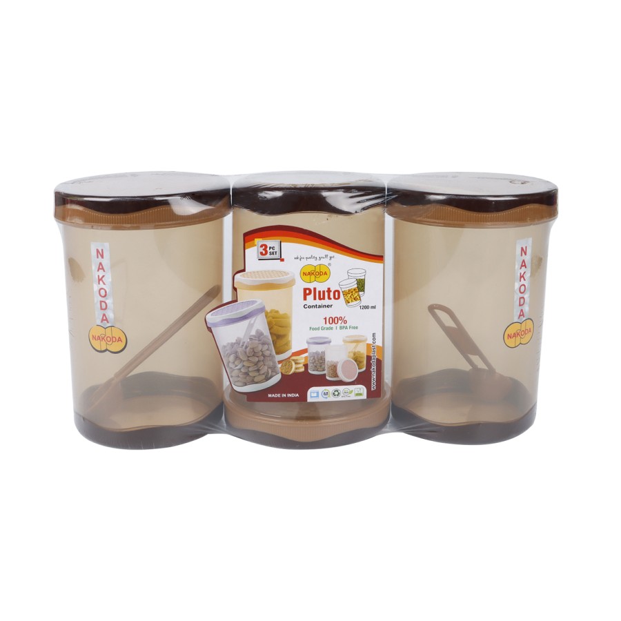 Nakoda 3pcs Pluto Container 1200ml - Brown 