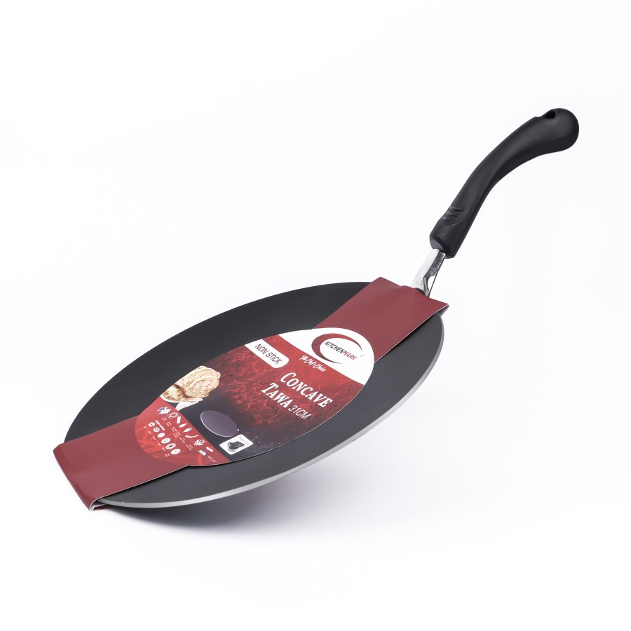 KITCHENMARK 2-way Non Stick Concave Tawa 31cm - Black