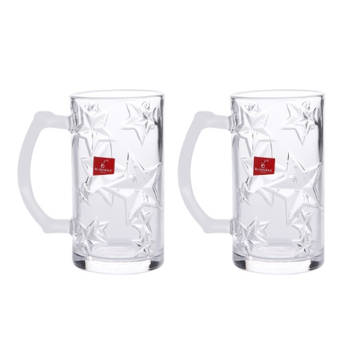 BLINKMAX 2pc Juice Glass Mug Tumbler Set Transparent Drinkware 395ml