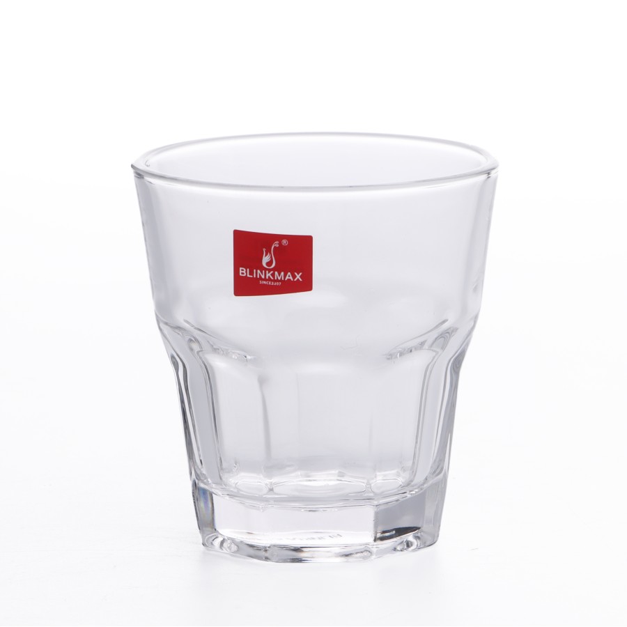 BLINKMAX 6pc Flat Glass Tumbler Set Transparent Drinkware 195ml