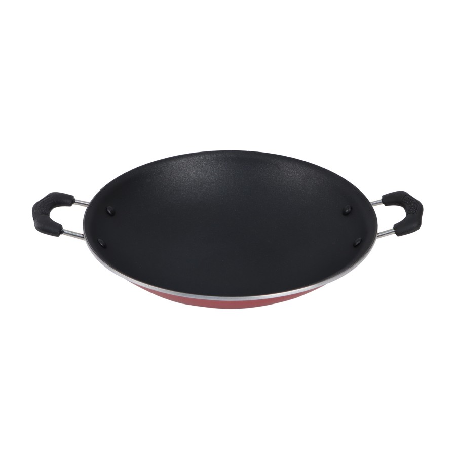 KITCHENMARK Nonstick Cookware Appam Aluminium Pan with Lid 21cm - Red