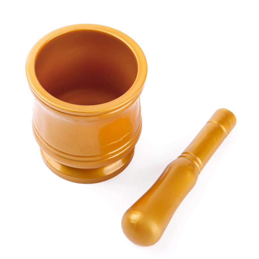 Generic Plastic Mortar Pestle Set 10.5cm - Golden