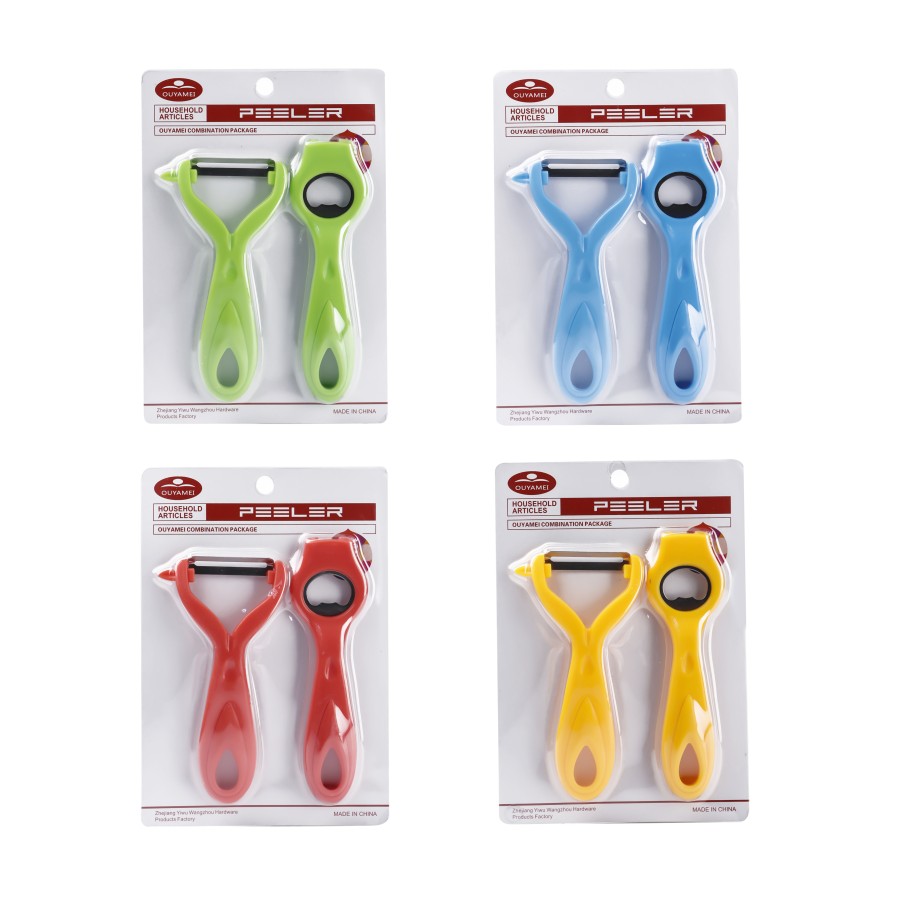 Generic Stainless Steel Peeler & Bottle Opener 2pc Combo 3 Color Pack