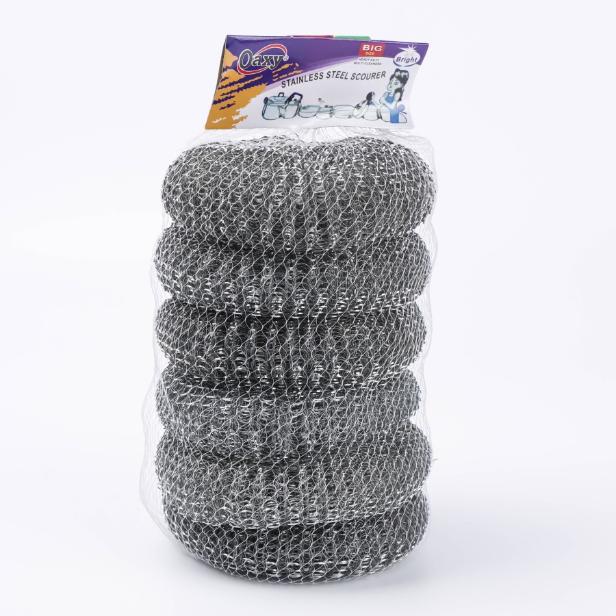 Oaxy 6pcs Stainless Steel Wool Cleaning Scourer - 27g