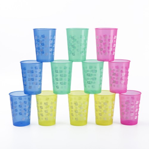 Generic Plastic Transparent Glass 12pcs - 4 Color Pack