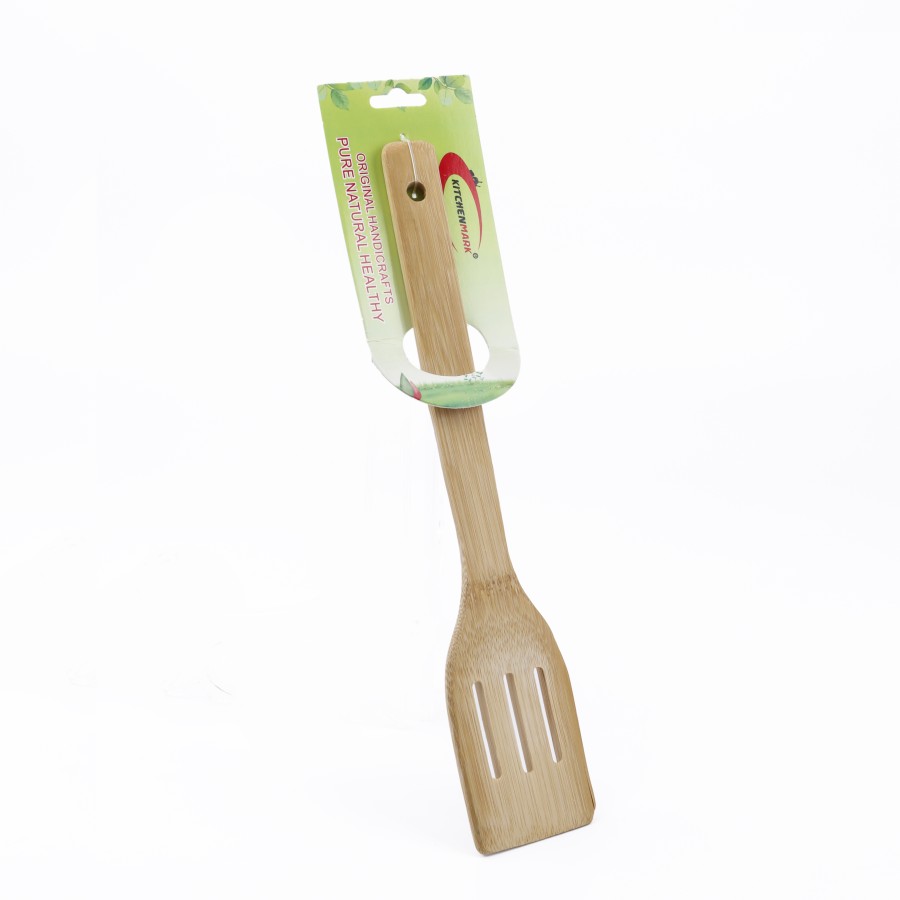 KITCHENMARK Bamboo Handicraft Slotted Spatula Spoon - 30cm