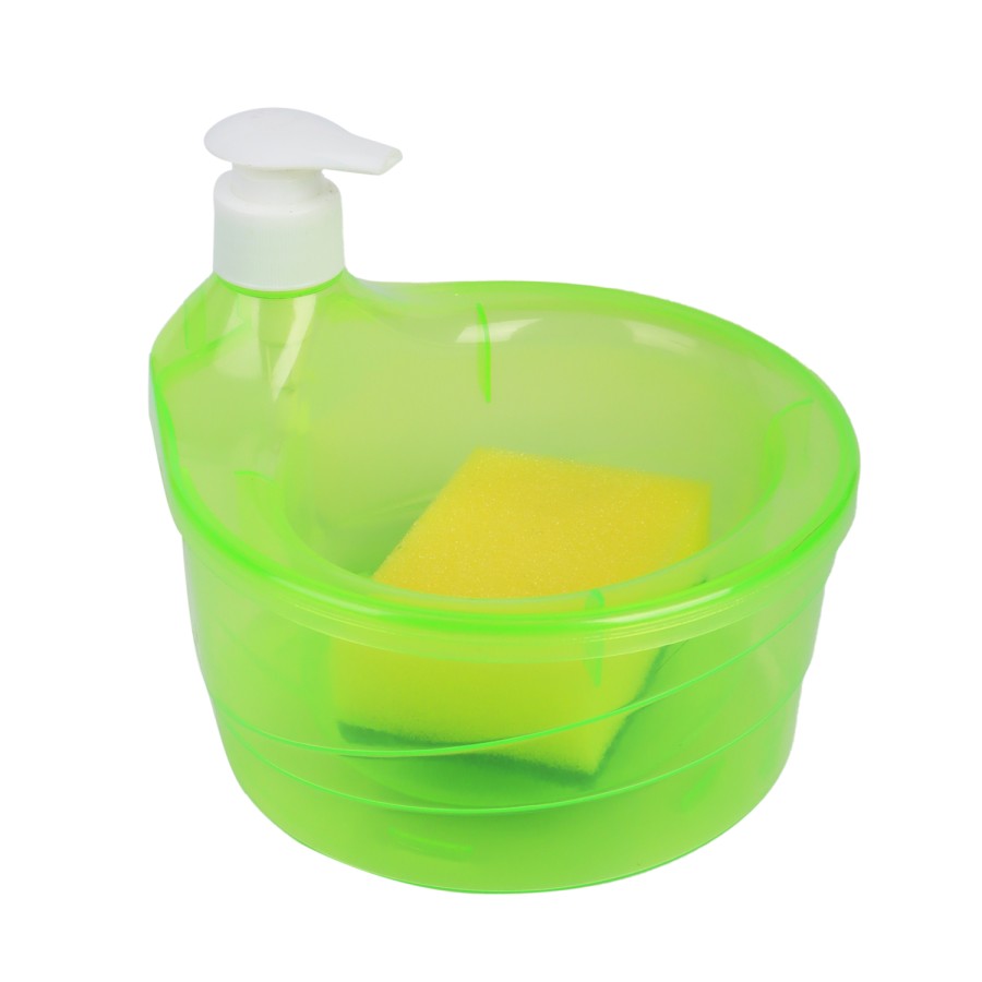 Generic Round Liquid Soap Dispenser with Cleaning Sponge 16cm