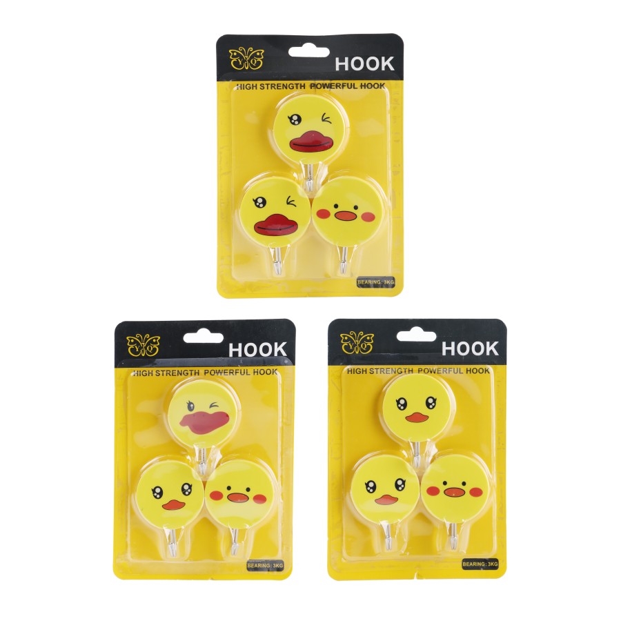 Generic Emoji Adhesive Sticker Hook 3pcs Pack - 3 Color Pack