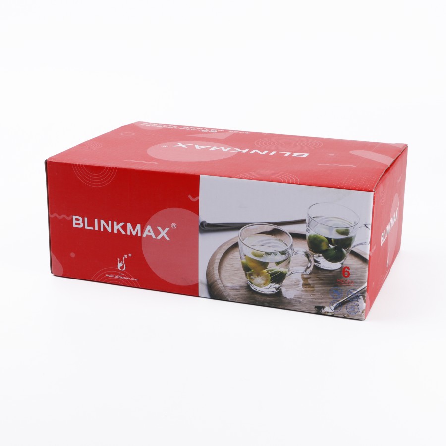 BLINKMAX 6pc Tea Cup Glass Tumbler Set Transparent Drinkware 210ml