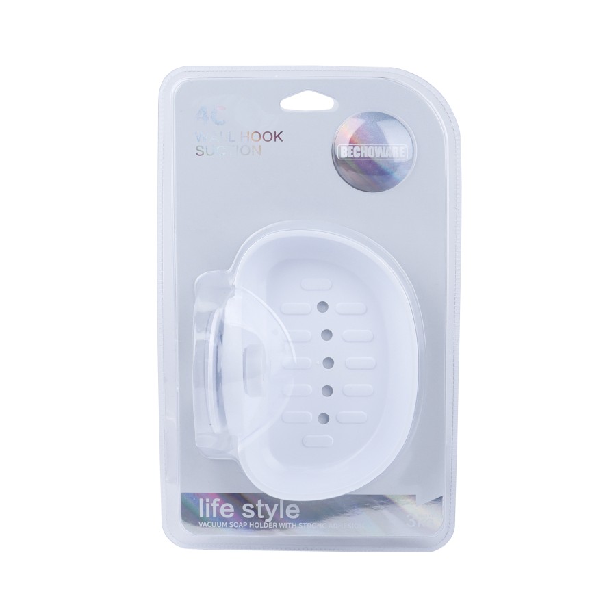 BECHOWARE Wall Hook Suction Soap Tray 15cm - White