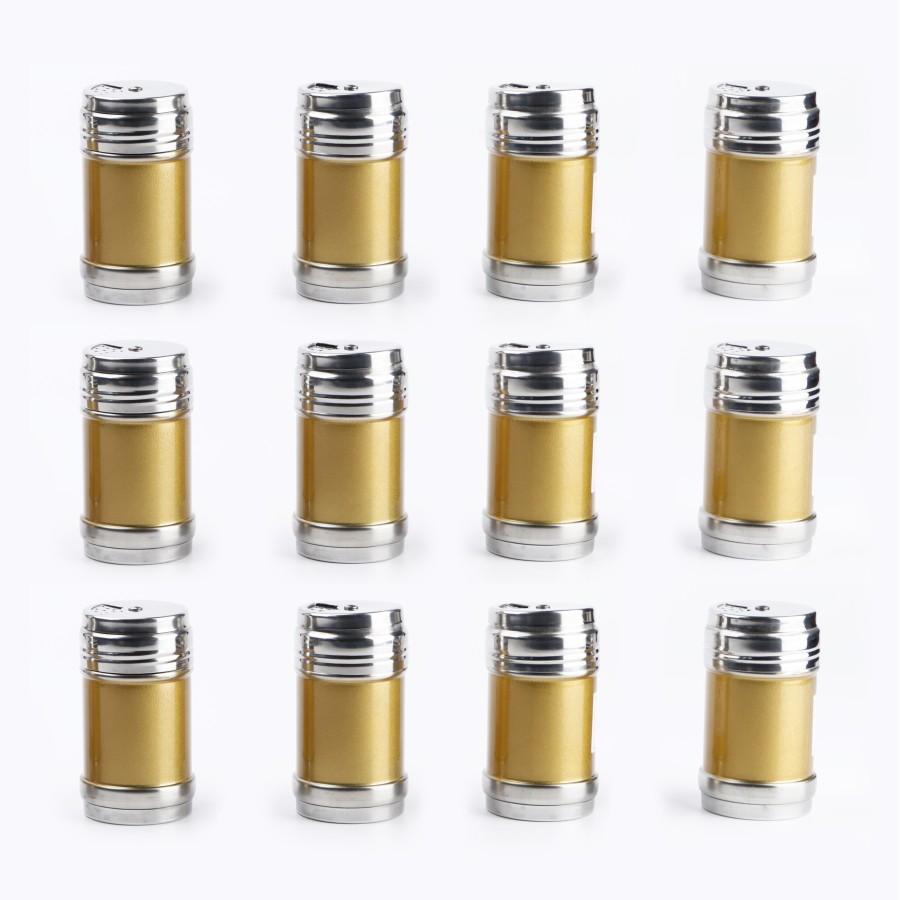 Generic Stainless Steel Salt & Pepper Shaker 3 Type Holes 12 pc Pack - Yellow