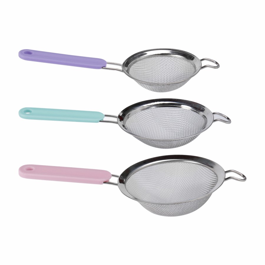 Generic 3pc Stainless Steel Plastic Handle Strainer - Multicolor