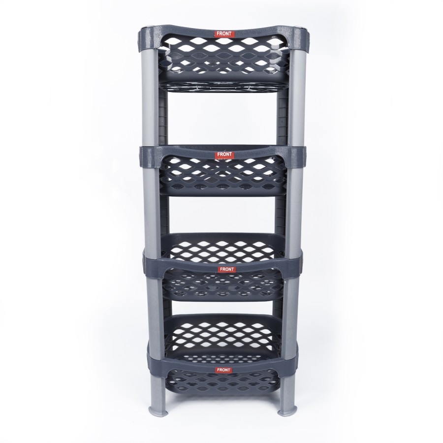 Nakoda Prestige Plastic Rectangle Rack 4 Tier Small 80x25.5cm - Grey 