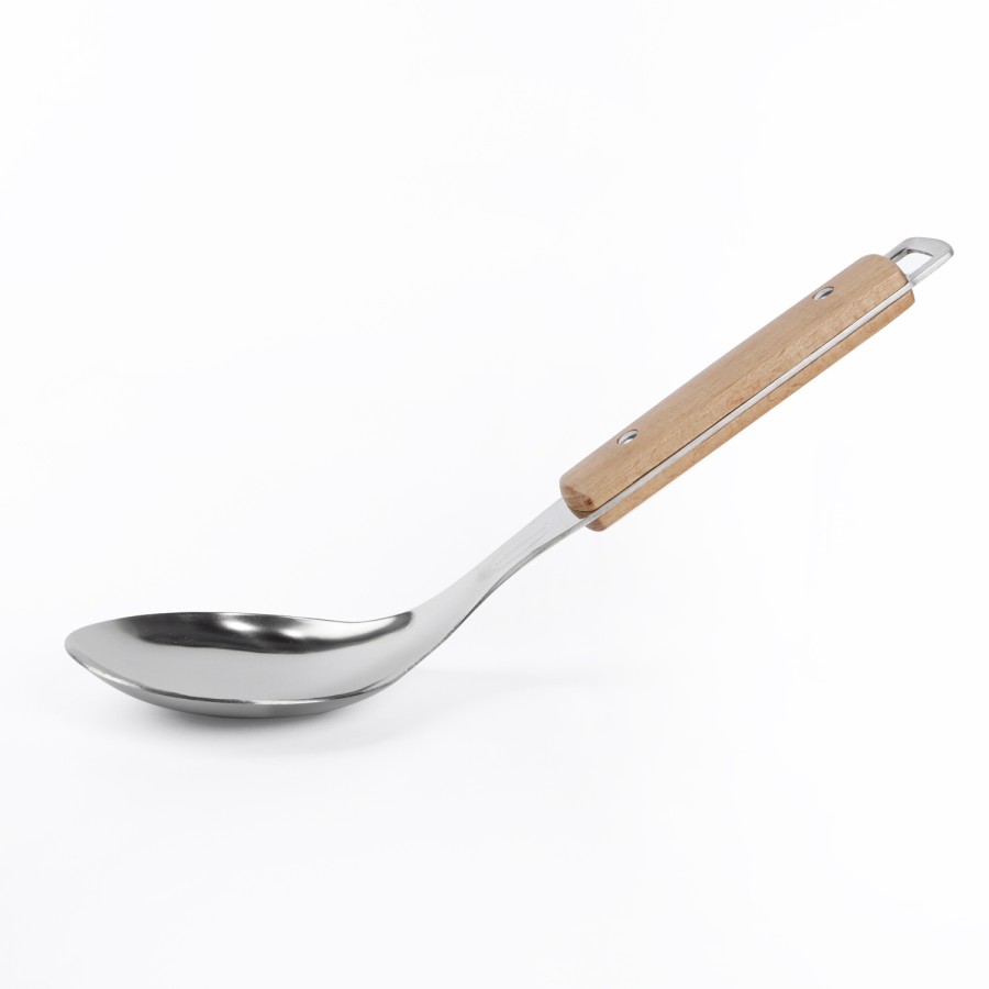 KITCHENMARK Stainless Steel Basting Rice Spoon with Wooden Handle - 25cm