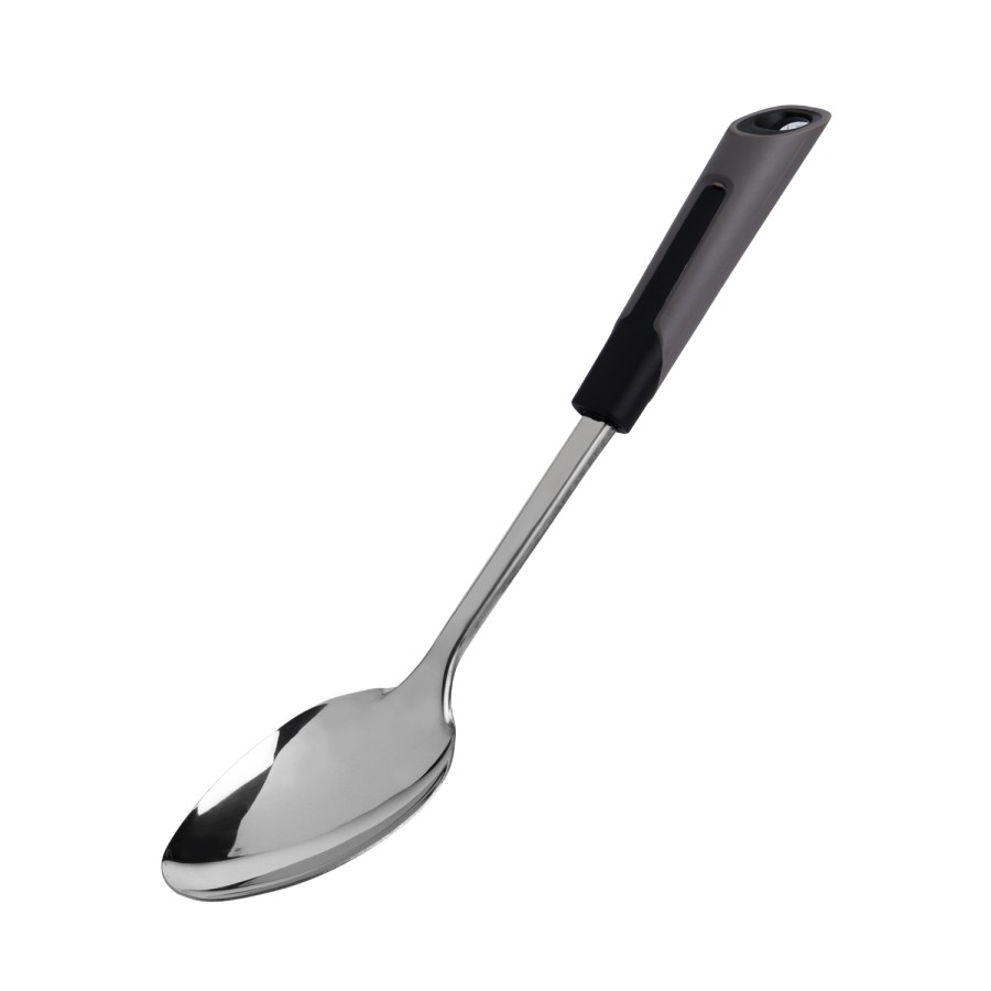 Generic Stainless Steel Basting Salan Spoon - Plastic Silicon Handle Black