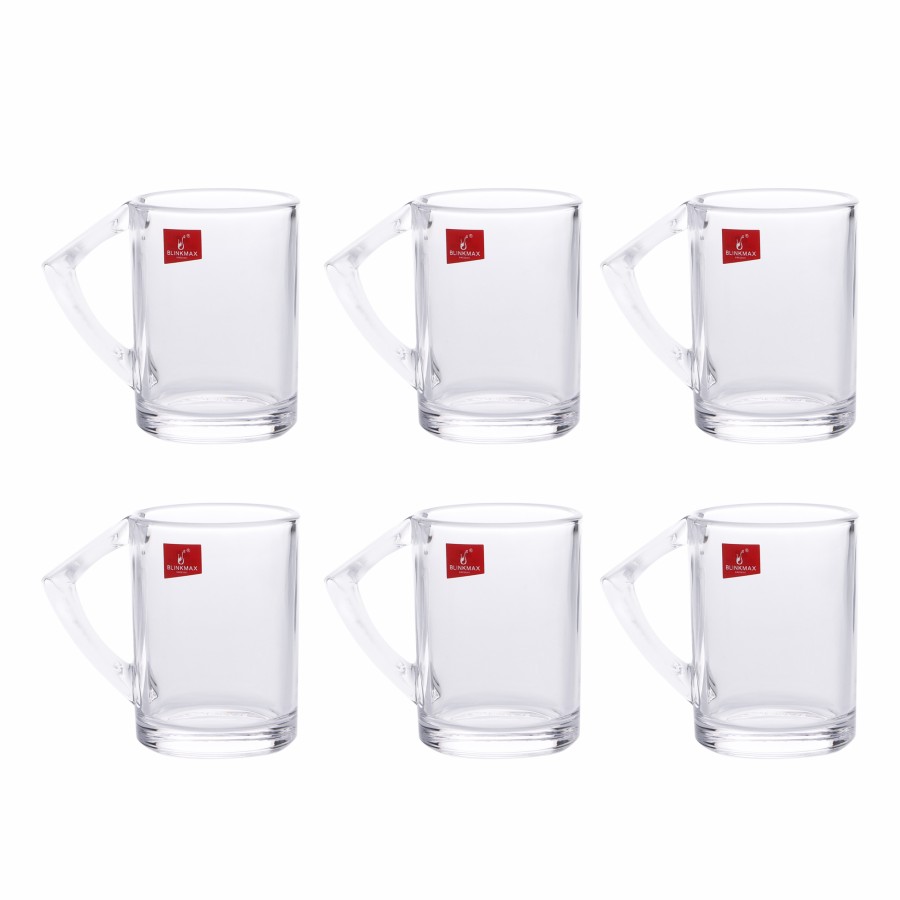 BLINKMAX 6pc Tea Cup Glass Tumbler Set Transparent Drinkware 240ml