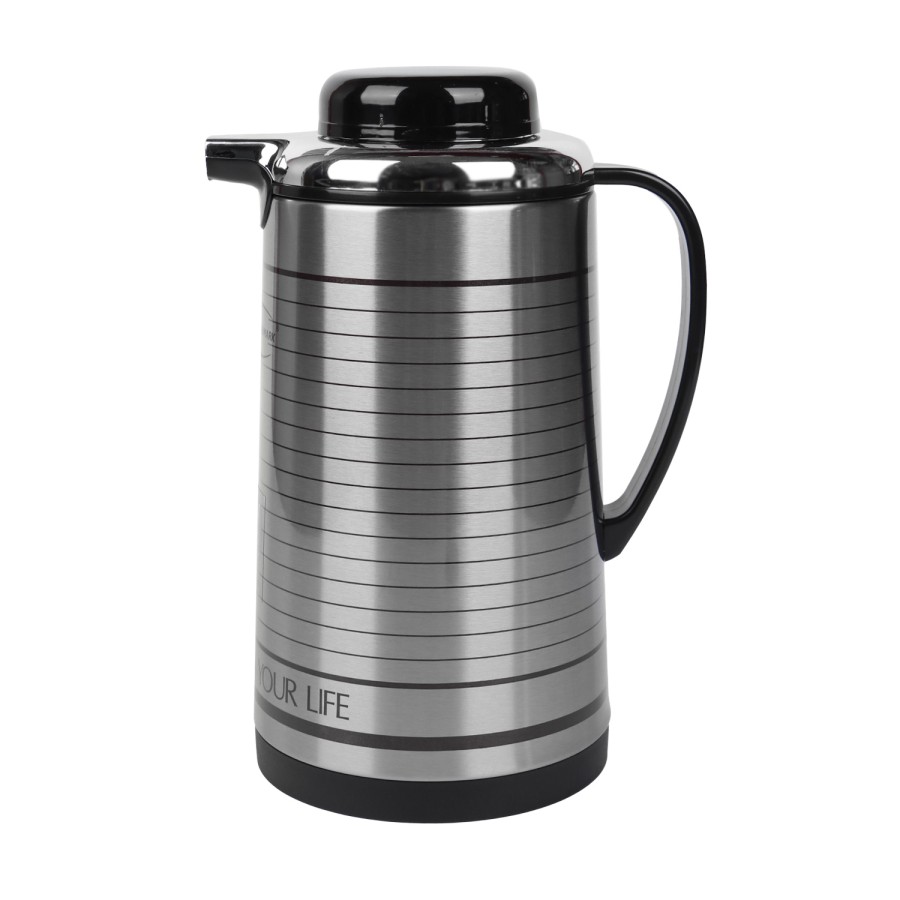 KITCHENMARK 1L Vacuum Flask - Silver Stripes