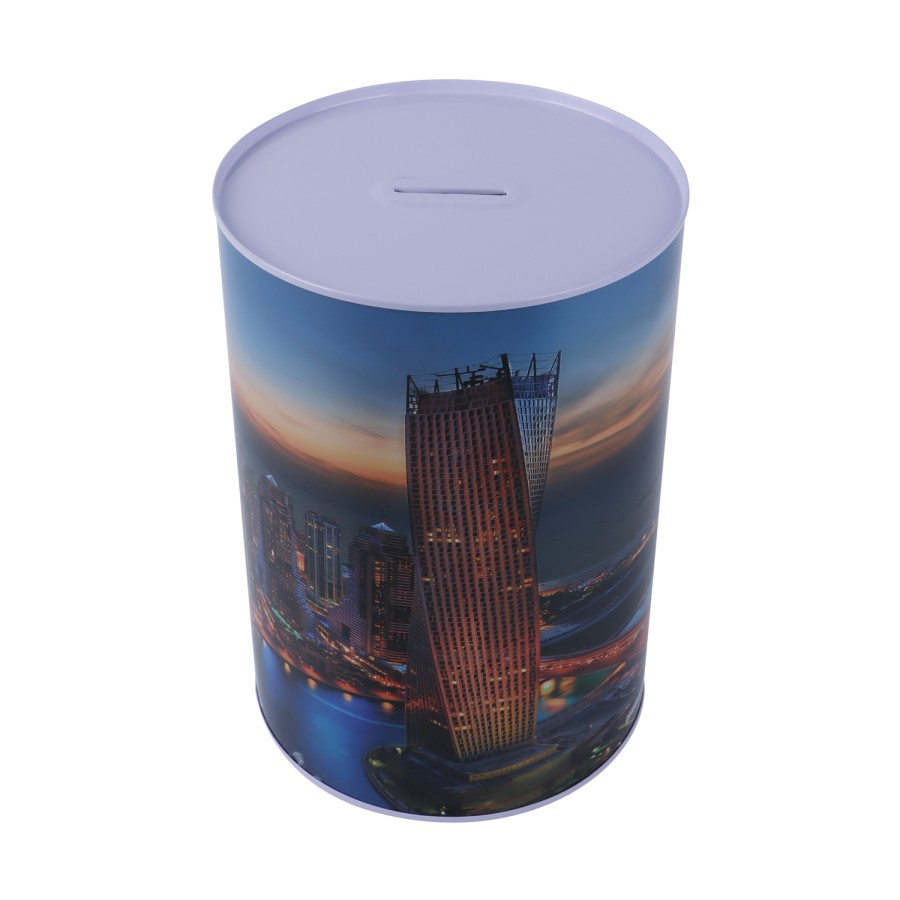 Generic Metallic Dubai Themed Coin Box Size XXXL 22cm - 3 Color Pack