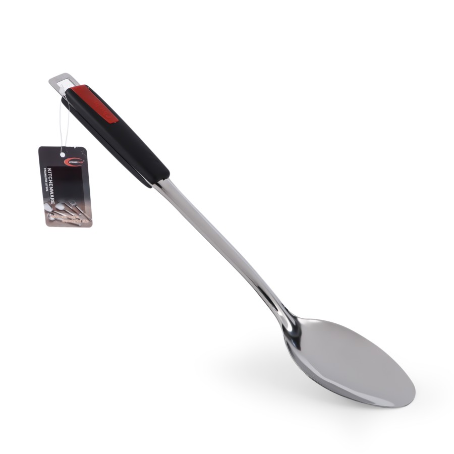 KITCHENMARK Stainless Steel Basting Long Rice Spoon - Black Handle