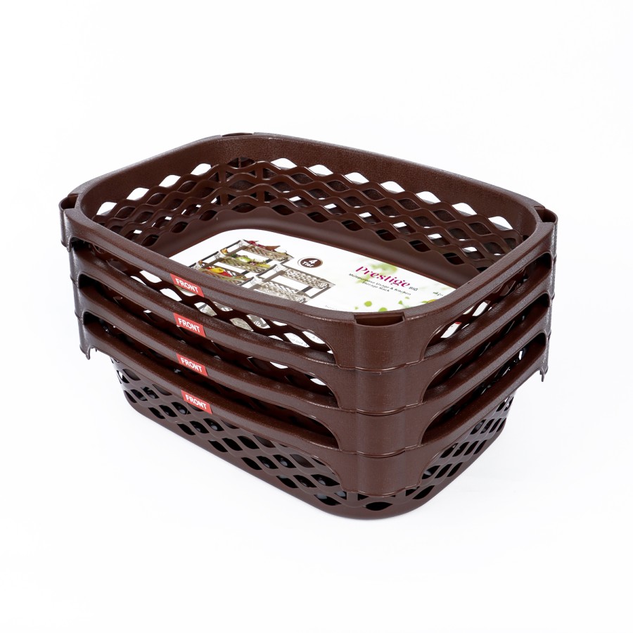 Nakoda Prestige Plastic Rectangle Rack 4 Tier Big - 80x30.5cm Brown