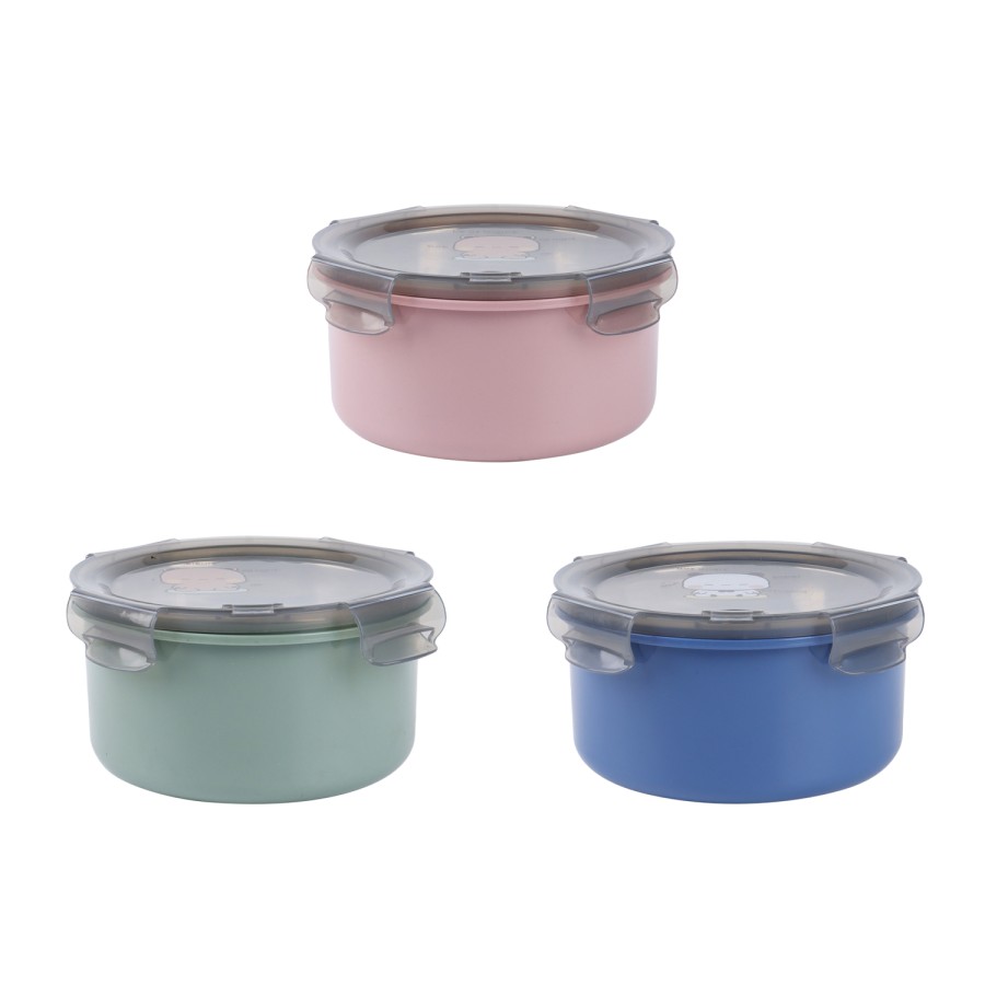 Generic Round Stainless Steel Airtight Lunch Box 1100ml - 3 Color Pack