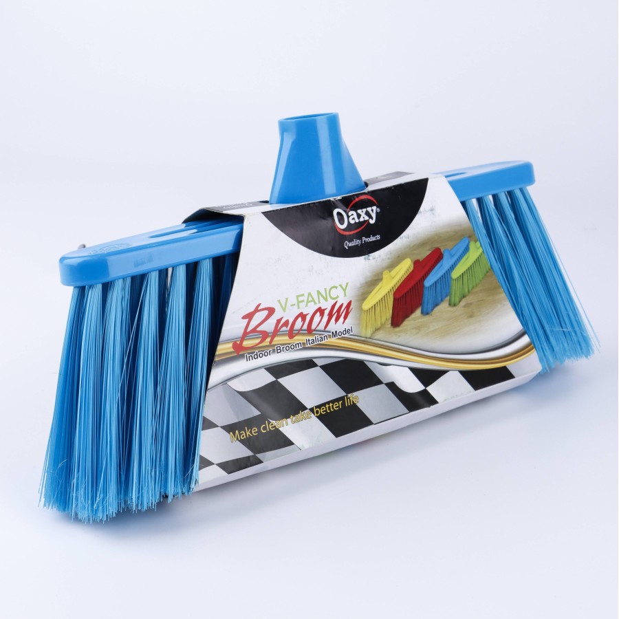 Oaxy V-Fancy Indoor Floor Cleaning Broom -  3 Color Pack