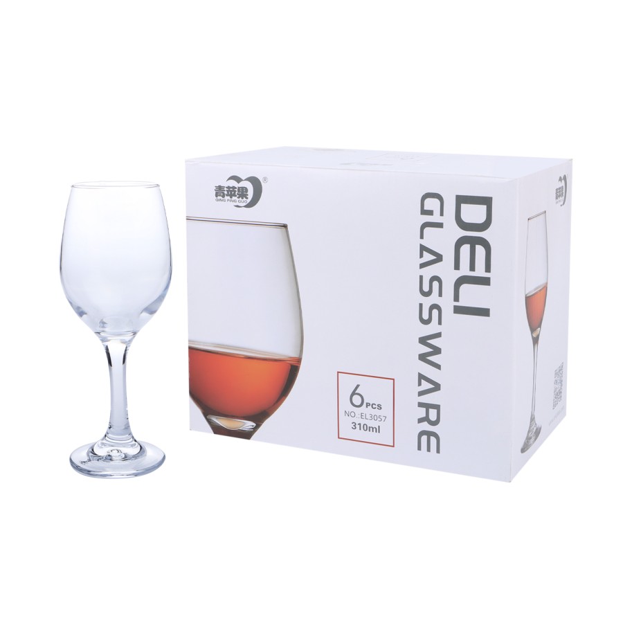 Deli Glassware 6pcs Wine Glasses 310ml Pack - 8 Boxes per Carton 