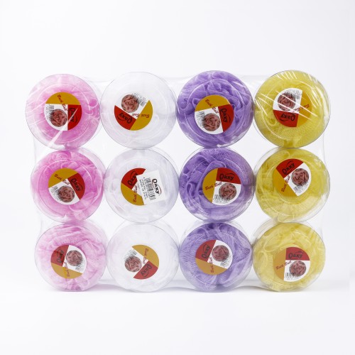 Oaxy 12pc Shower Loofahs Bath Balls - 4 Color Pack