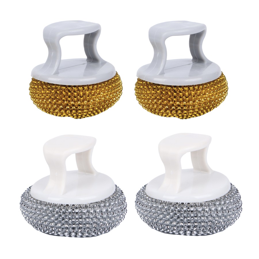 Generic 4pc Stainless Steel Wool Scourer Set - Multicolor