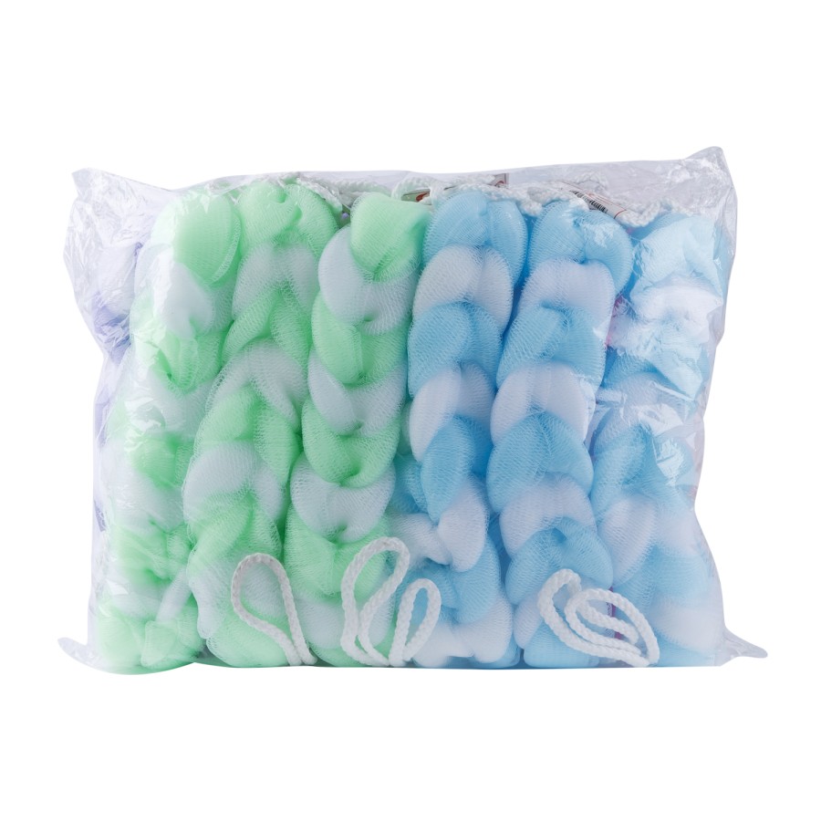 Generic 12pc Long Bath Leaf Loofah 65g - 5 Color Pack