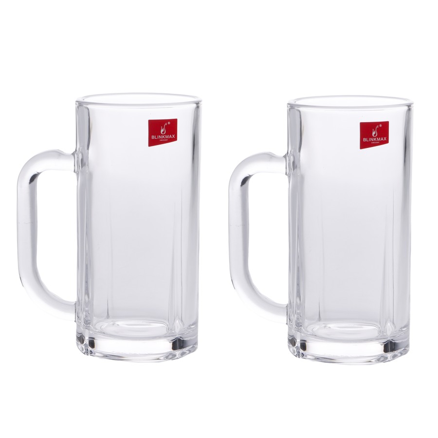 BLINKMAX 2pc Long Glass Mug Tumbler Set Transparent Drinkware 360ml