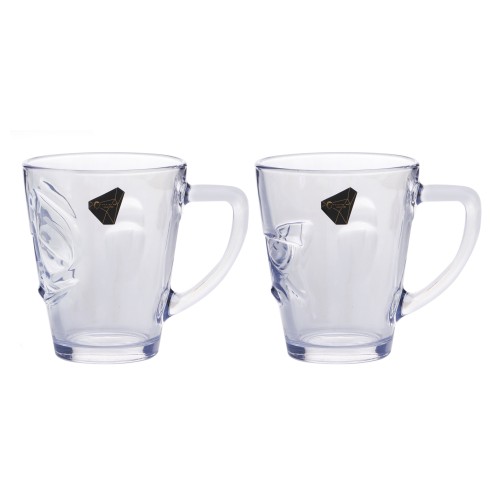 BLINKMAX 2pc Crystal Blue Glass Mug Tumbler Set Drinkware 395ml